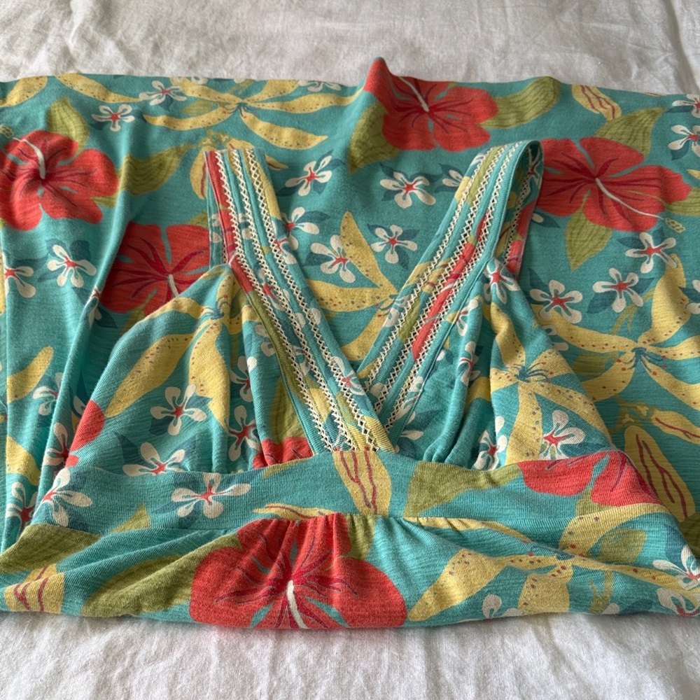 Tommy Bahama Teal and Yellow Patterned dress